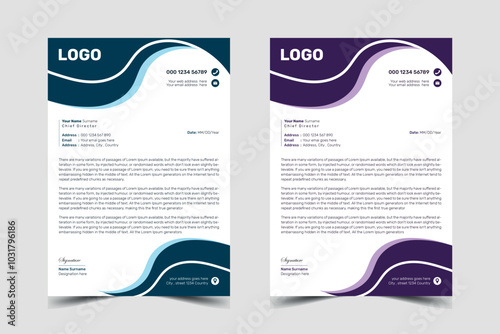 Unique colorful Creative Corporate eye-catching Letterhead design vector pro template layout