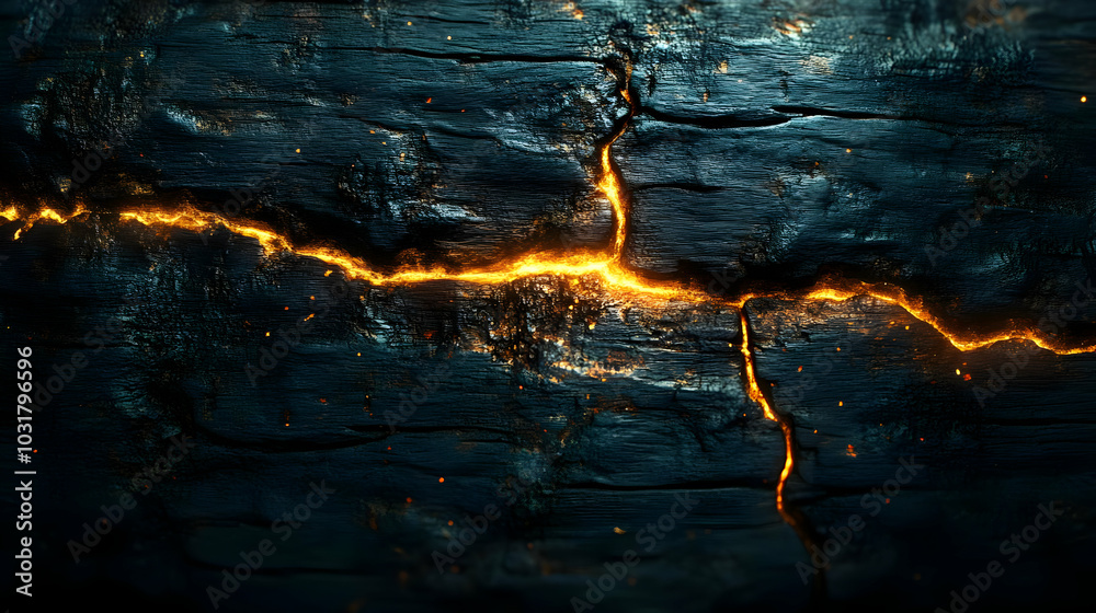 Dark Wooden Background with Glowing Cracks Dark Wooden Background with Glowing Cracks