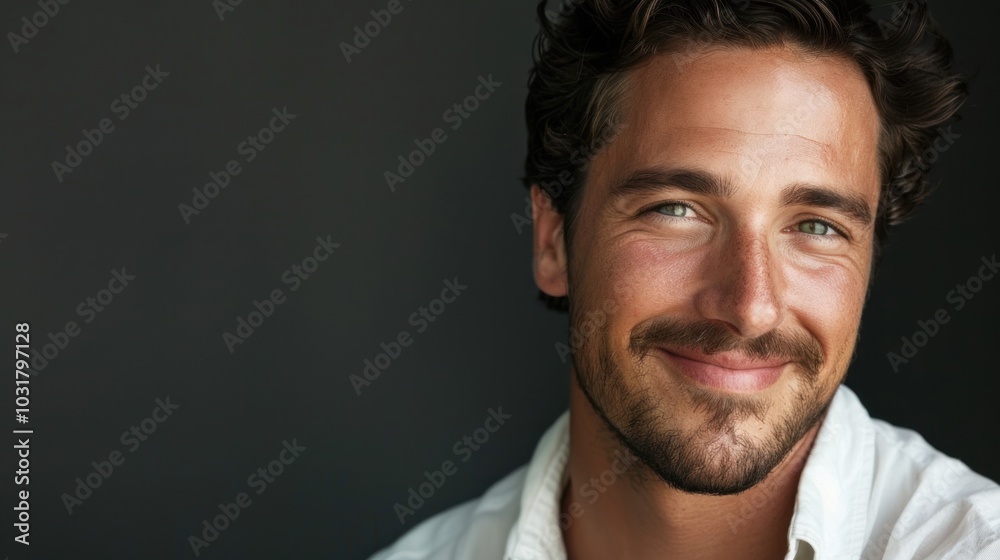 Fototapeta premium Young beautiful person in portrait photography against a solid backdrop.