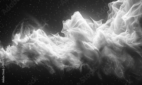 Wallpaper Mural Mystical Abstract White Smoke Waves on Glittering Starry Black Background for Seamless Texture Patterns Torontodigital.ca