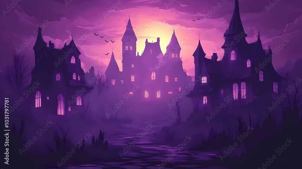 Mysterious Haunted Houses at Dusk. Mysterious Haunted Houses at Dusk.