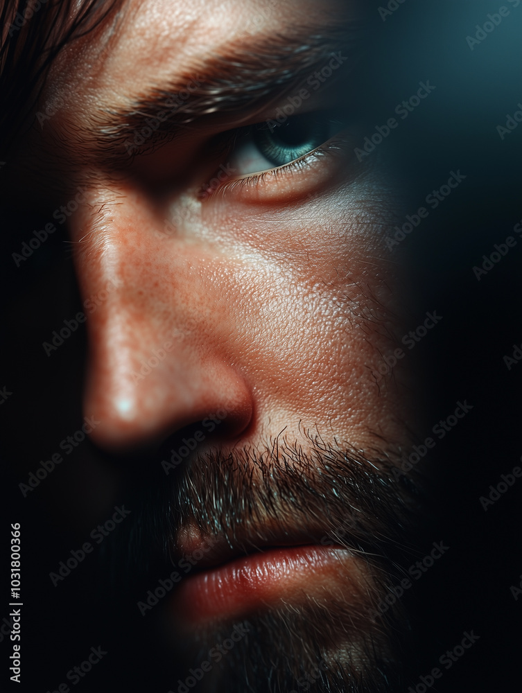 Naklejka premium Close-up portrait with dramatic lighting
