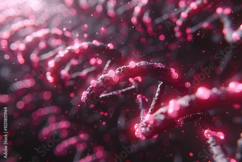 Abstract Visualization of DNA Helix with Glowing Particles in a Cosmic Setting