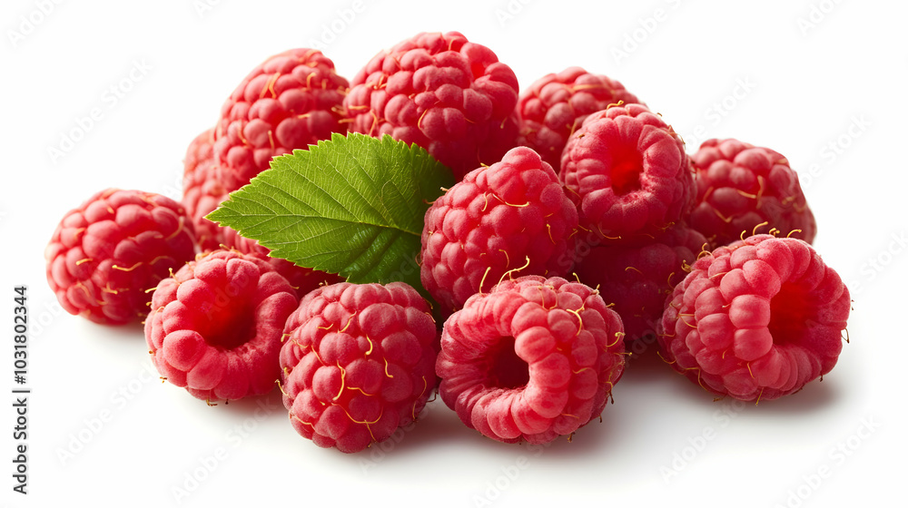 Fresh Raspberries with Green Leaf. Fresh Raspberries with Green Leaf.