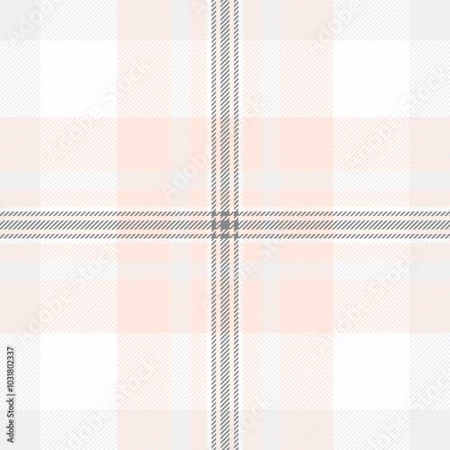 List vector pattern seamless, skill textile background check. Feminine fabric texture plaid tartan in white and misty rose colors.