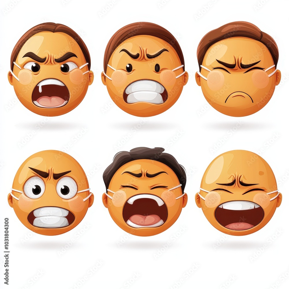 Angry Emojis With Face Masks Social Media Digital Art Illustration Concept Design Em Angry Emojis With Face Masks Social Media Digital Art Illustration Concept Design Em