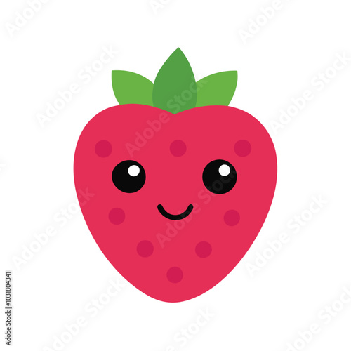 Organic strawberry fruit vector icon ideal for healthy food projects, packaging designs, and product branding. Perfect for eco-friendly labels, organic food promotions, and modern graphic designs.