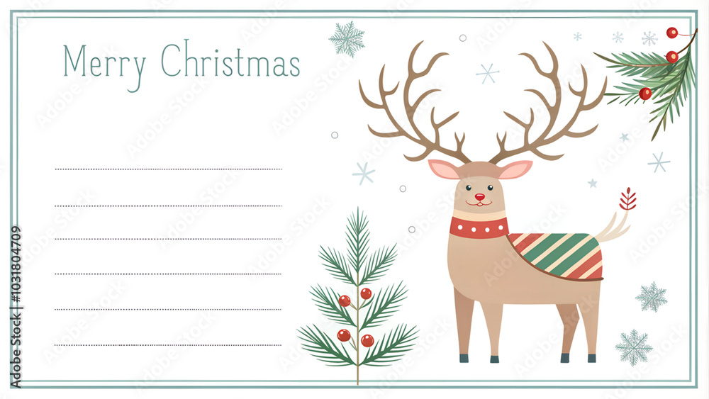 Christmas card with deer - minimalist style Christmas card with deer - minimalist style