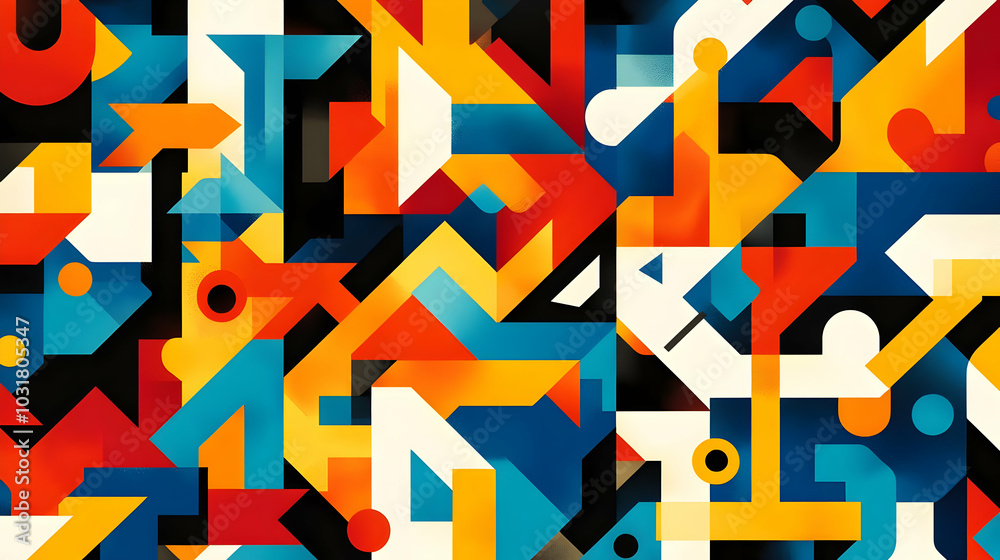 Abstract Geometric Pattern in Bright Colors. Abstract Geometric Pattern in Bright Colors.