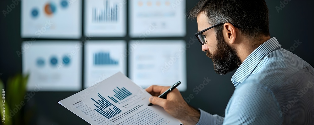 Naklejka premium Presenter summarizing report with bullet points, engaging audience with clear visuals, highlighting key findings and insights effectively