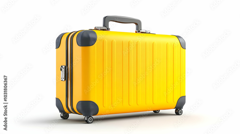 Yellow Suitcase on White Background. Yellow Suitcase on White Background.