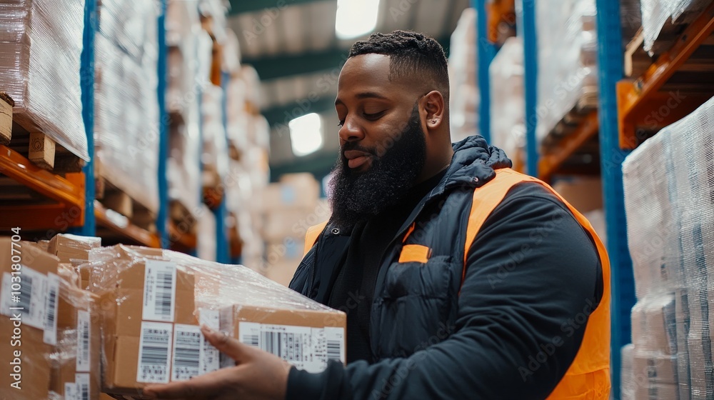 Warehouse Worker Checking Inventory Warehouse Worker Checking Inventory