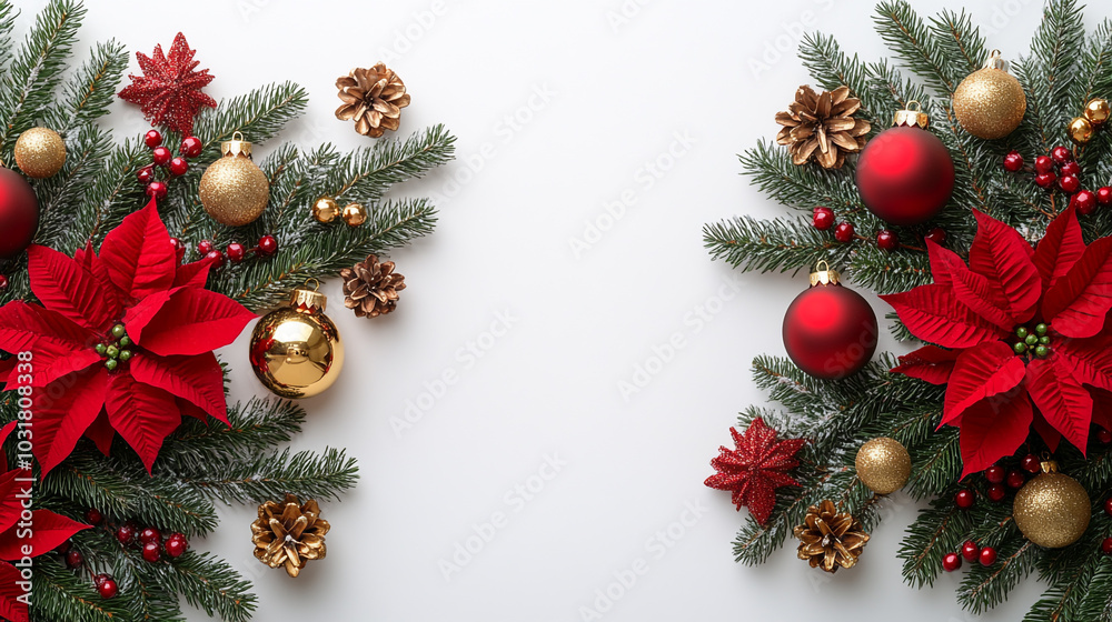 Christmas frame elements on the white background