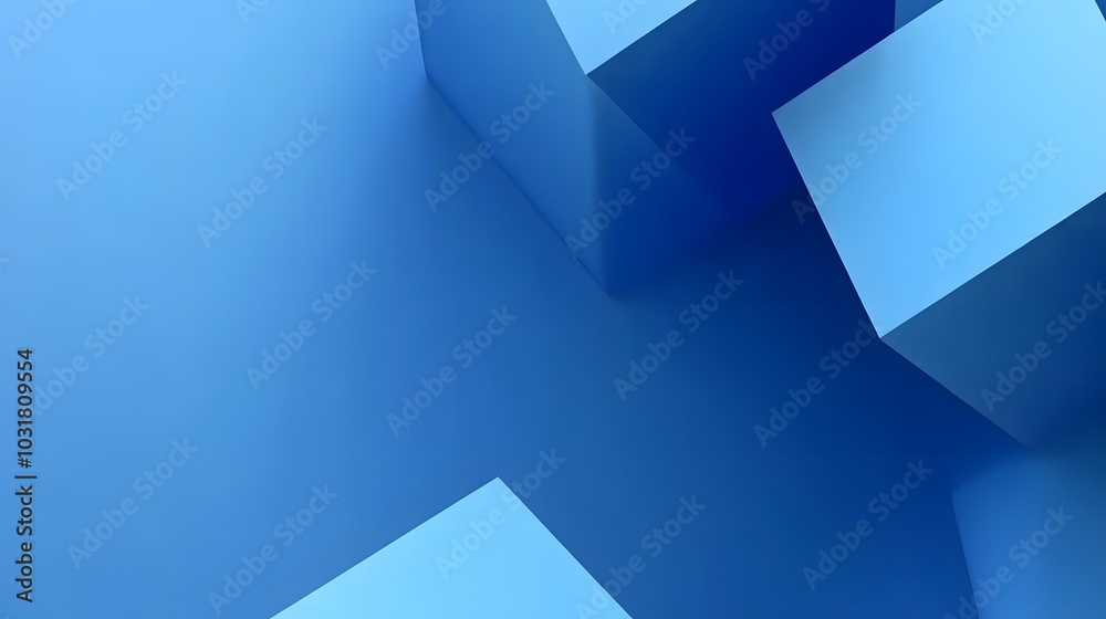 Fototapeta premium Abstract 3d render, blue geometric background design with cubes