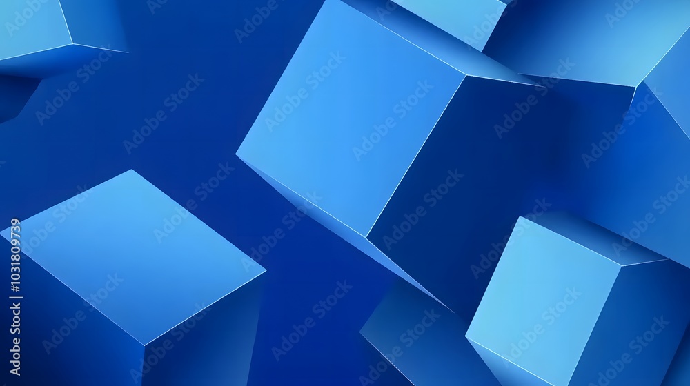 Abstract 3d render, blue geometric background design with cubes Abstract 3d render, blue geometric background design with cubes