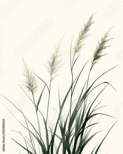 Watercolor, muted pastels, grassy illustration, clean lines, detailed and realistic painting