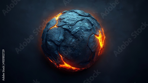 Wallpaper Mural Glowing volcanic rock sphere with cracks emitting orange lava glow. Torontodigital.ca