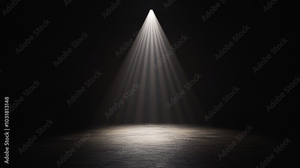 A dramatic spotlight illuminates a dark space, creating an atmospheric effect. Ideal for backgrounds, stage design, or theatrical concepts. A dramatic spotlight illuminates a dark space, creating an atmospheric effect. Ideal for backgrounds, stage design, or theatrical concepts.