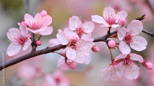 Delicate Cherry Blossom Flowers in Spring Bloom