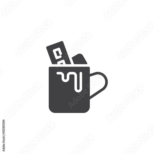 A mug of hot chocolate with marshmallows vector icon