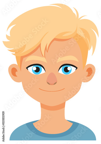 Blonde Boy Cartoon Portrait