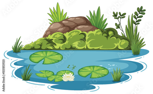 Serene Pond with Lily Pads