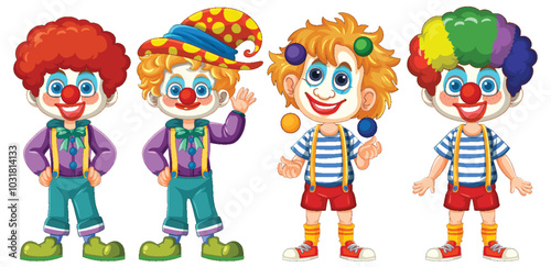 Colorful Clowns in Fun Costumes