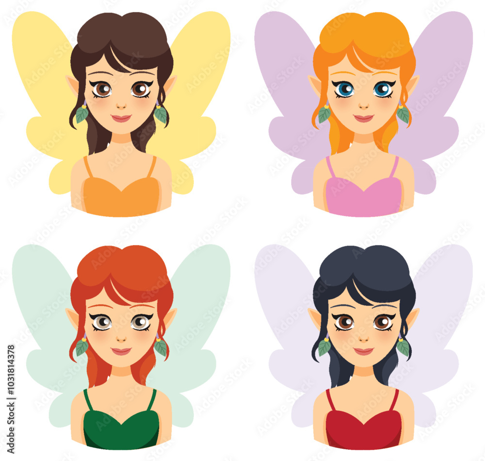 Colorful Fairy Characters Illustration Colorful Fairy Characters Illustration