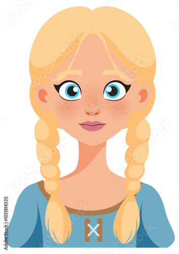 Blonde Girl with Braids Illustration