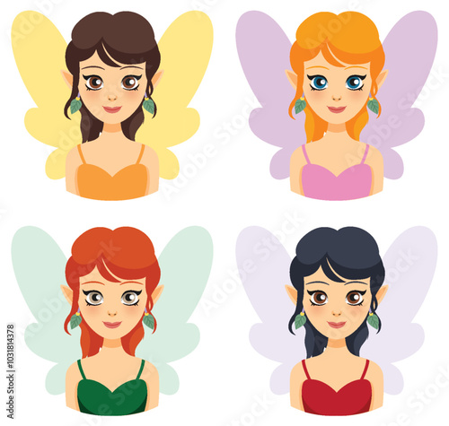 Colorful Fairy Characters Illustration