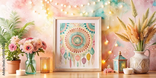 Wallpaper Mural Watercolor Abstract Bohemian Illustration for Printable Wall Art - Unique Home Decor Torontodigital.ca