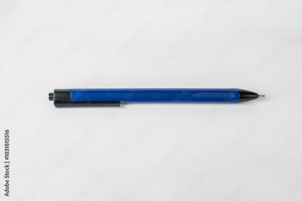 Blue pen on white background Blue pen on white background