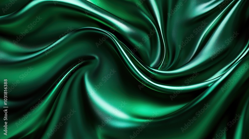 Elegant green silk fabric with smooth, flowing texture and soft sheen, perfect for background or design. Elegant green silk fabric with smooth, flowing texture and soft sheen, perfect for background or design.