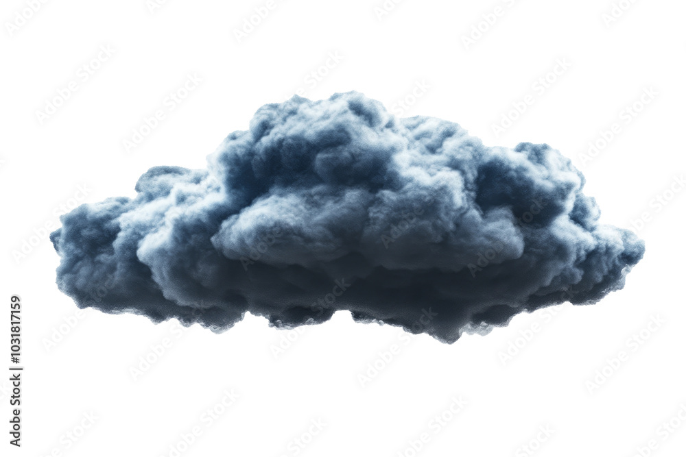 A large, dark, fluffy cloud isolated on a white background.