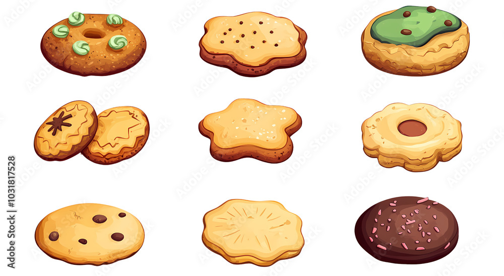 Different Kinds of Cookies – Tasty Dessert Illustration Different Kinds of Cookies – Tasty Dessert Illustration