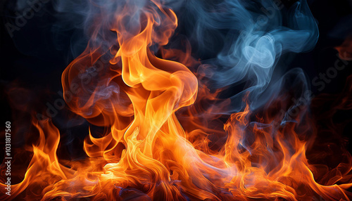 Close-Up Illustration of Dramatic Fire and Smoke