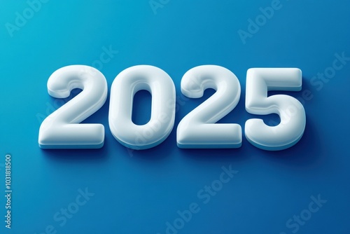 White 2025 Year Numbers on Blue Background