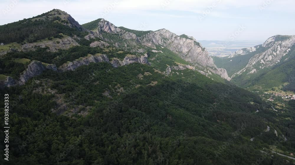 Amazing Aerial Summer Landscape of Vratsata pass at Balkan Mountains, Bulgaria Amazing Aerial Summer Landscape of Vratsata pass at Balkan Mountains, Bulgaria