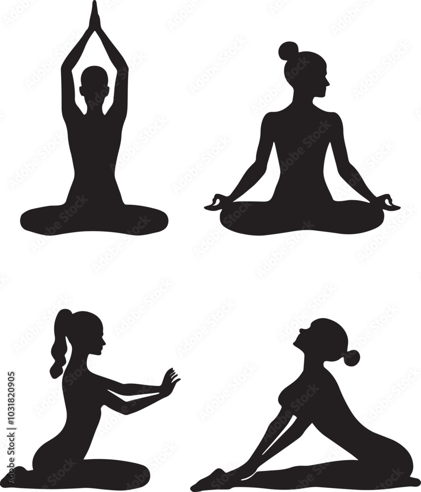 Meditation Woman Yoga Silhouette vector Meditation Woman Yoga Silhouette vector