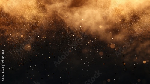 Golden Dust Particles in Soft Lighting Effect