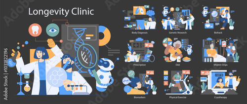 Longevity Clinic. Flat Vector Illustration