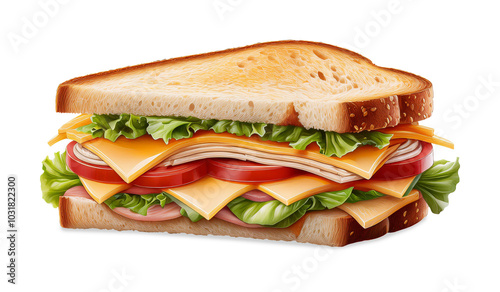 Cheese Sandwich Isolated on White Background: Clip Art