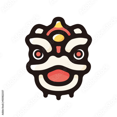 Lion dance outline icon for graphic design, apps and websites