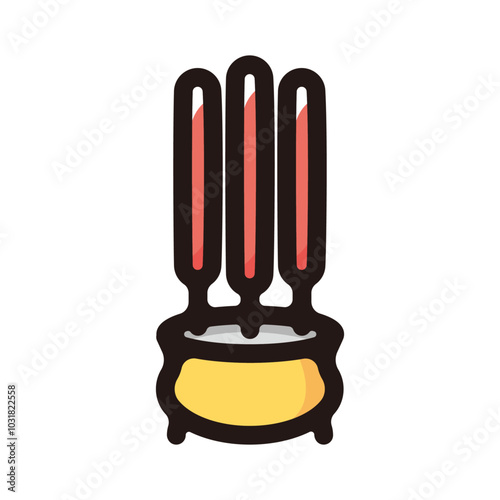 Red incense sticks outline icon for graphic design, apps and websites