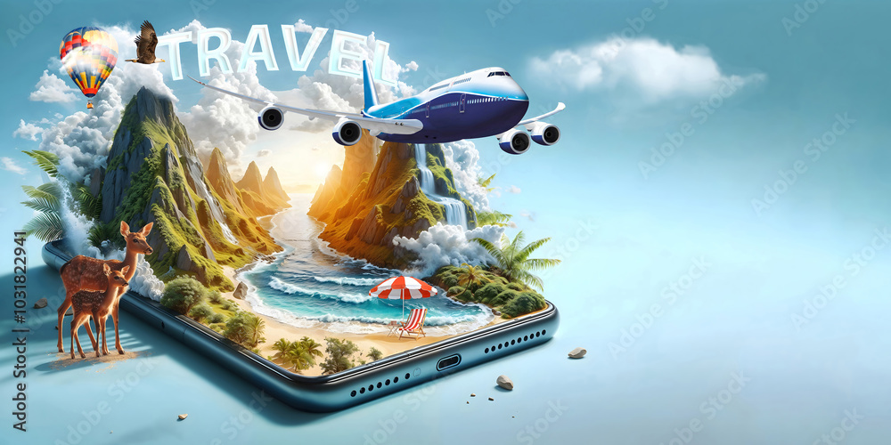 Naklejka premium Beautiful travel posters to promote tourism, book Flight Ticket,book Accommodation,book Hotel,travel Trip.