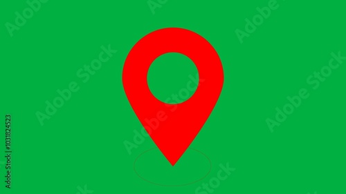Location Pin Pointer Icon Destination Travel Sign Animation on Chroma Key Green Screen 4k Motion Graphics Video Footage withj Alpha Channel