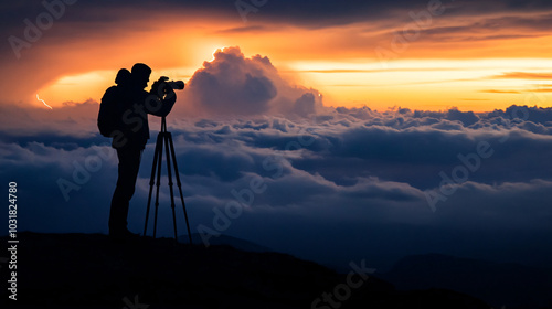 silhouette of a photographer at sunset