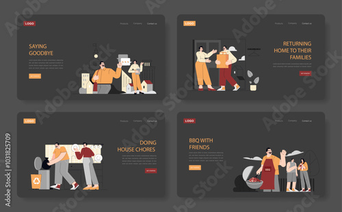 one day of carpentry. Flat Vector Illustration