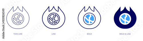 Global warming advocacy icon in 4 different styles. Thin Line, Line, Bold, and Bold Line. Duotone style. Editable stroke