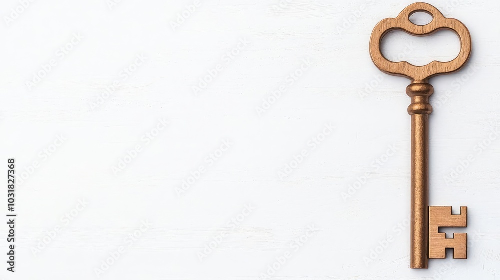 A key with a staircase as the shaft, showing the step-by-step process needed to climb toward success A key with a staircase as the shaft, showing the step-by-step process needed to climb toward success